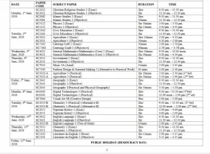 WAEC 2026 Timetable